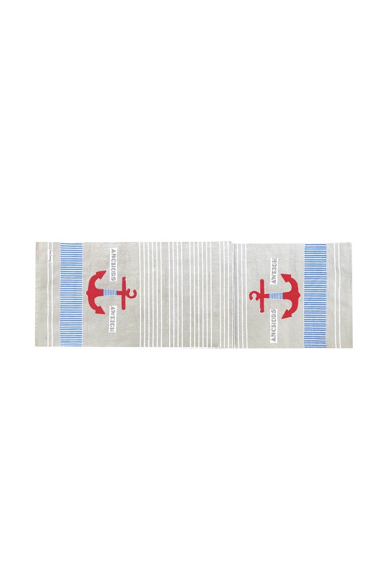 Anchor Stripe Dining Table Runner, Main, color, Red