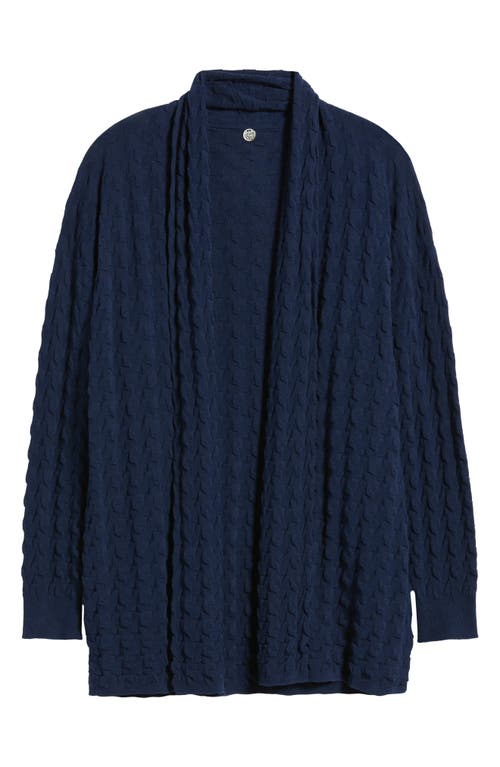 Margaret O'leary 3-d Open Cotton Cardigan In Blue