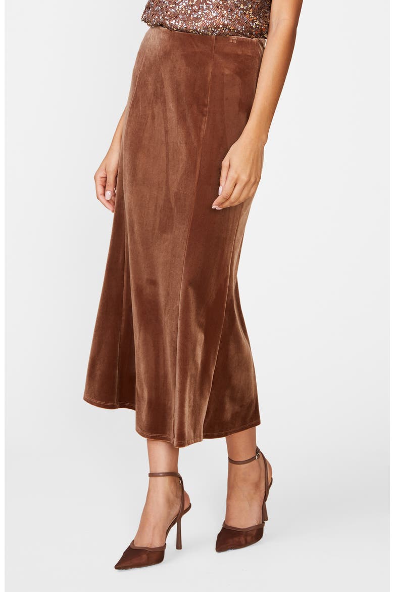 Velvet Fishtail Midi Skirt, Alternate, color, MINK