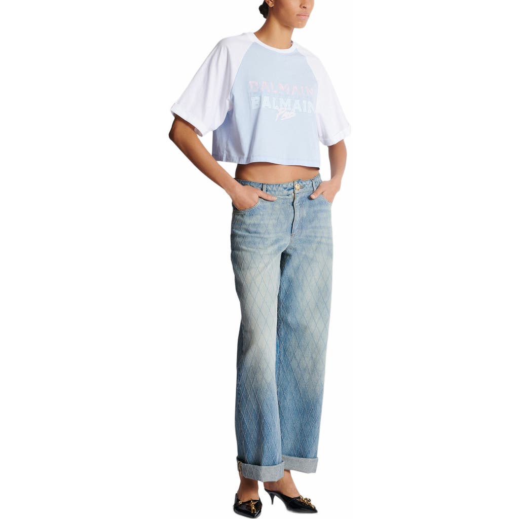 Balmain Cropped T-shirt With Paris Print