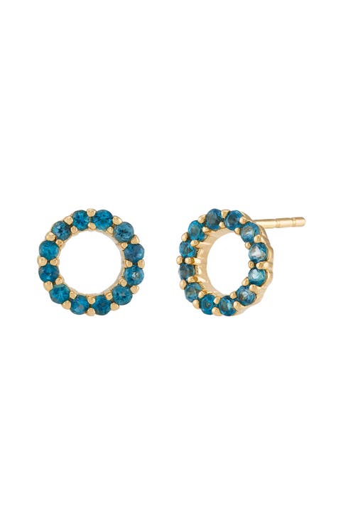 London Blue Topaz Round Stud Earrings