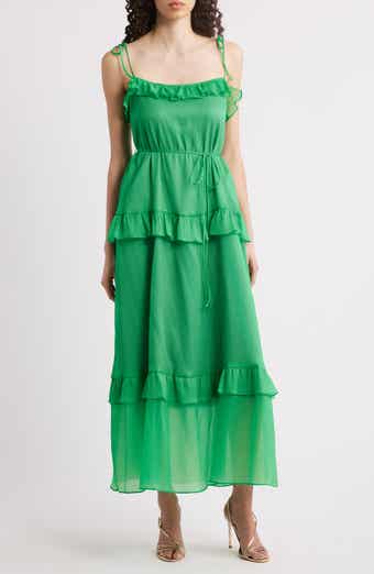 Julia Jordan Tie Strap Tiered Midi Dress
