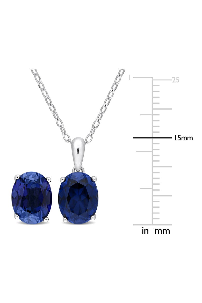Oval Created Sapphire Stud Earrings & Necklace Set, Alternate, color, BLUE