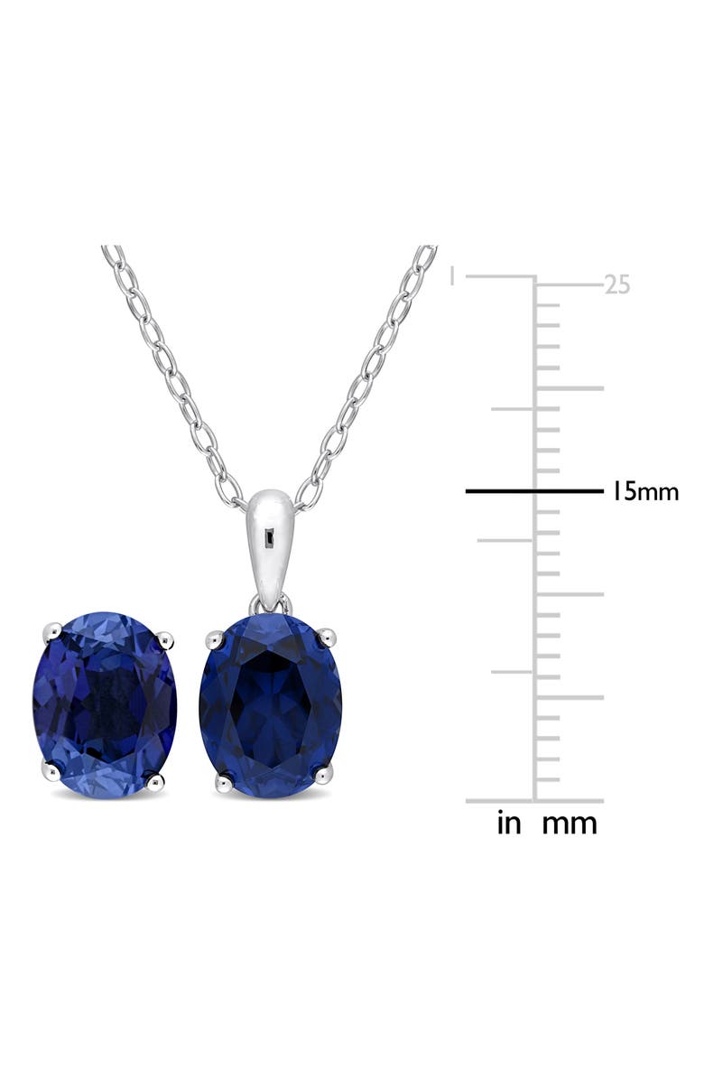 DELMAR Oval Created Sapphire Stud Earrings & Necklace Set, Alternate, color, Blue
