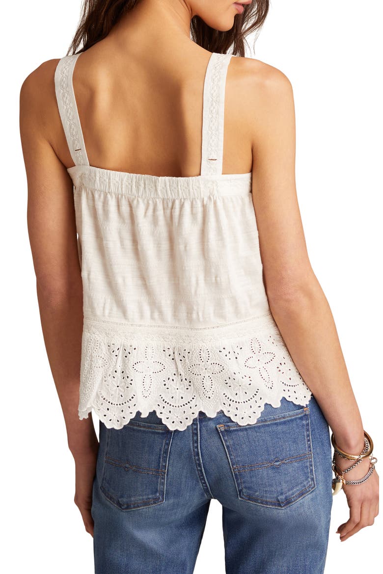 Embroidered Eyelet Cotton Tank, Alternate, color, WHISPER WHITE