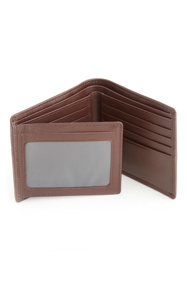 RFID Leather Trifold Wallet, Alternate, color, BROWN