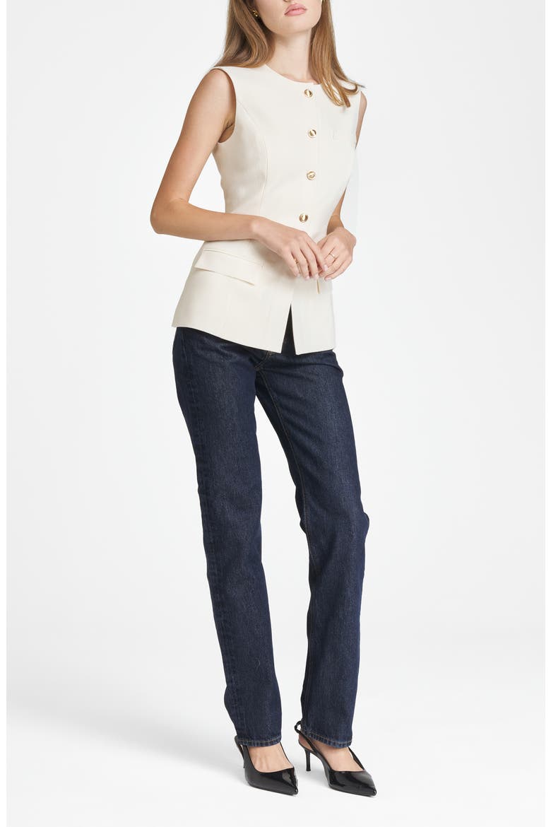 Della Button-Up Vest, Alternate, color, PARCHMENT