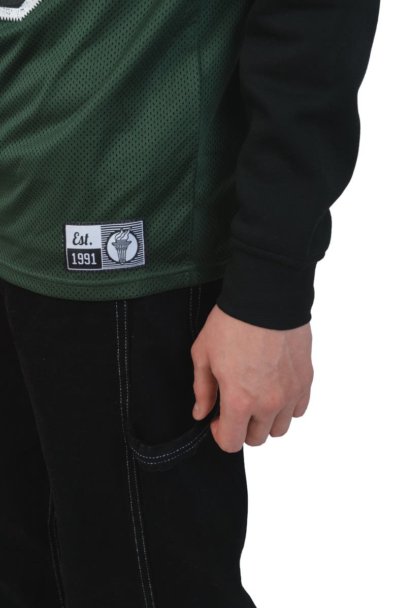 Brooklyn Cloth Jersey Layered Hoodie, Alternate, color, Hunter Green