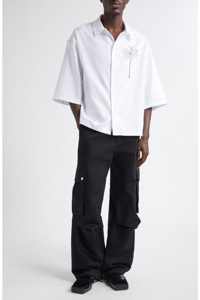 Le Cargo Cotton & Linen Pants, Alternate, color, BLACK