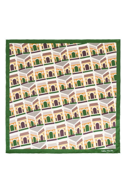 Square Arch Print Silk Bandana