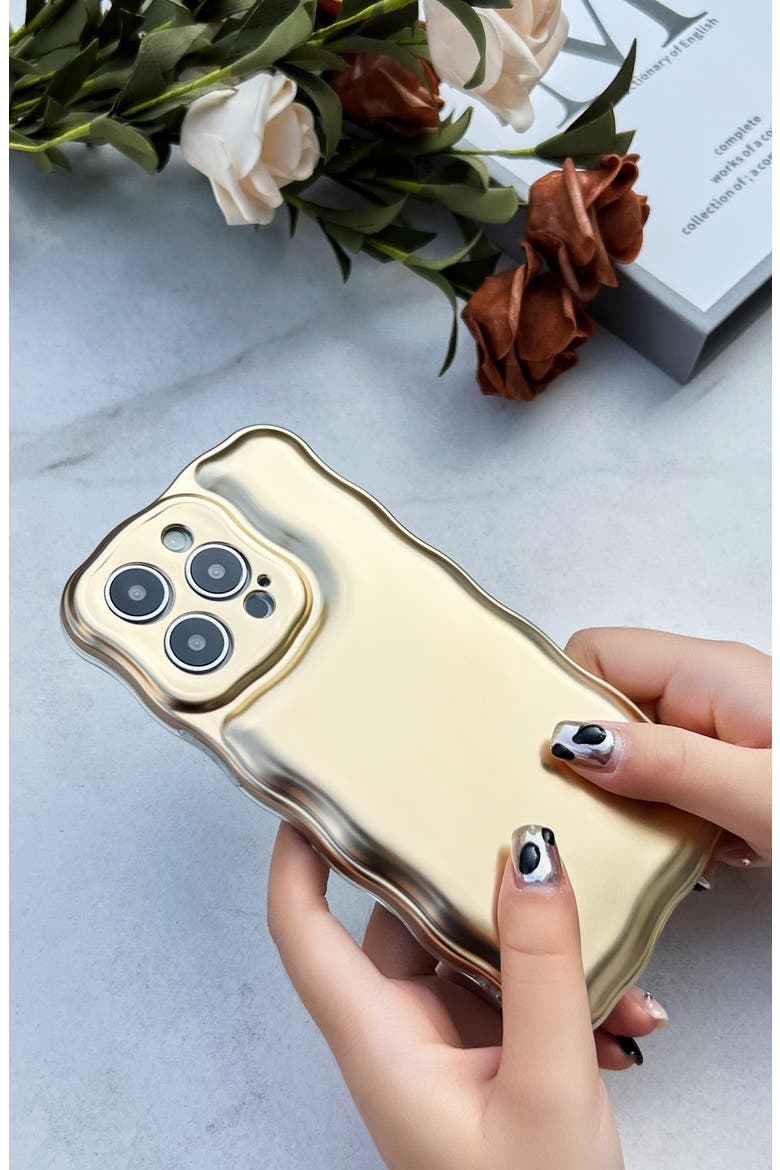 Wavy Cushion iPhone 14 Pro Case, Alternate, color, GOLD