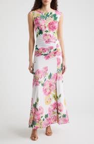 Eliza J Floral Ruched Gown