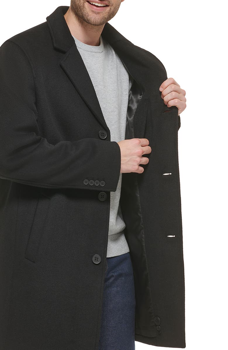 Cole Haan Classic Wool Blend Plush Notched Collar Coat, Alternate, color, Black