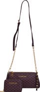 bebe Adela Monogram Crossbody Baguette with Wallet