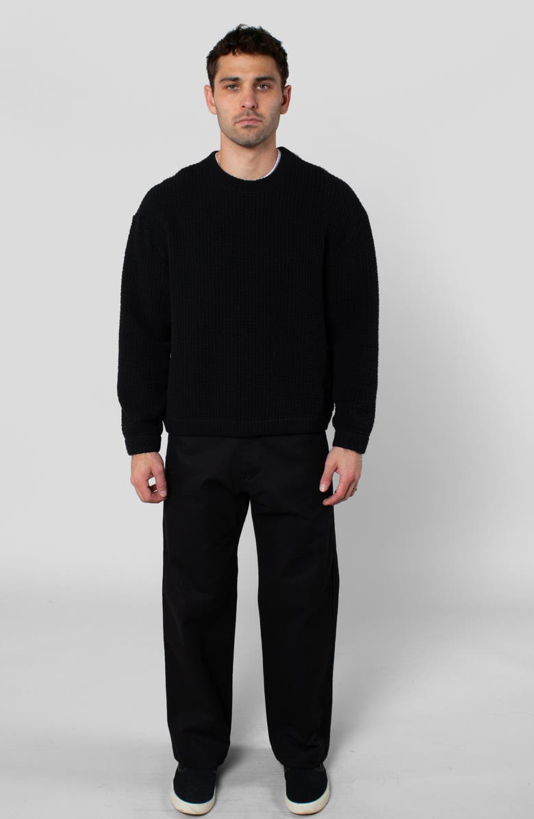 LEISURE LAB Cozy Quilt Crewneck, Alternate, color, Black