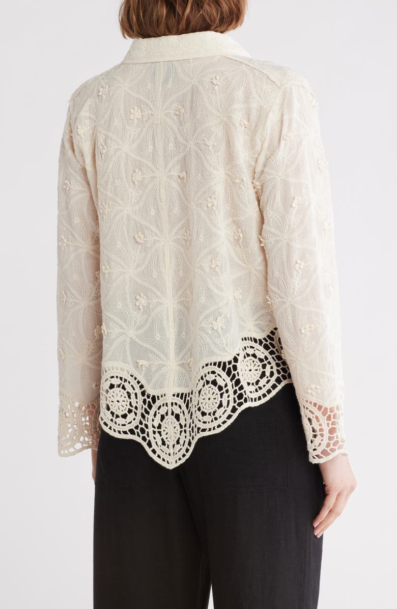 Forgotten Grace Floral Embroidered Cotton Button-Up Shirt, Alternate, color, Natural