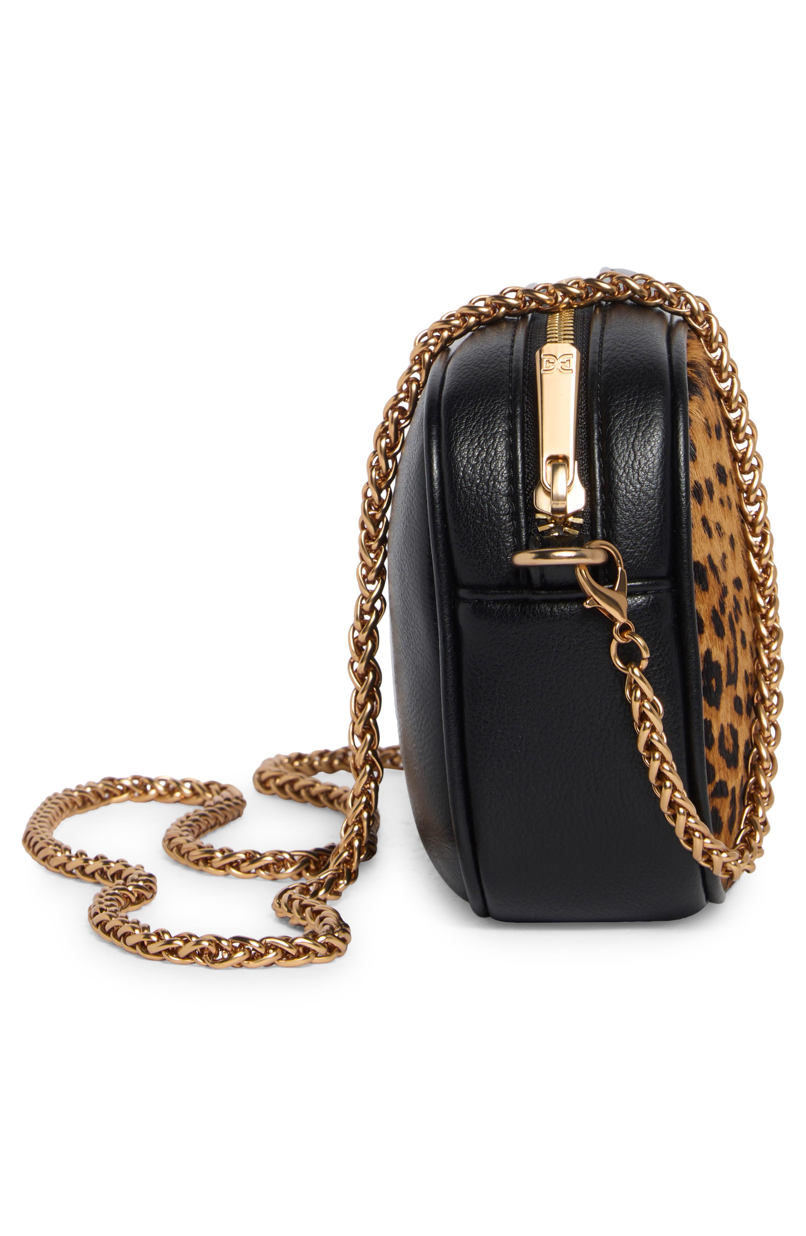 Sam Edelman Nylie Genuine Calf Hair Leather Camera Bag, Alternate, color, Brown/ Black