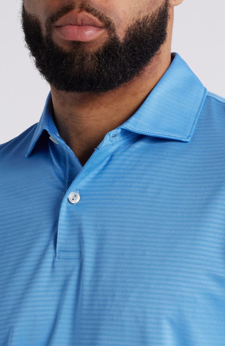 Peter Millar Empire Stripe Performance Jersey Polo, Alternate, color, Fountain Blue