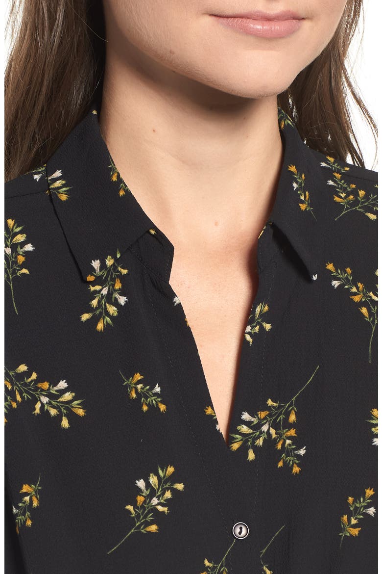 Patterned Drape Front Blouse, Alternate, color, BLACK