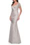 Satin Evening Dress with Lace and Scoop Neckline
