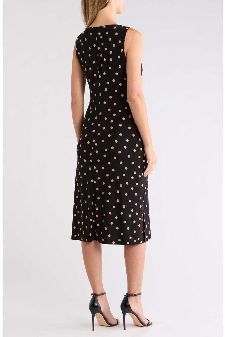 Polka Dot Jersey Midi Dress, Alternate, color, BLACK/ TAN