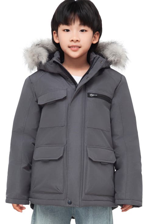 Kids' Parka Coat with Detachable Trim