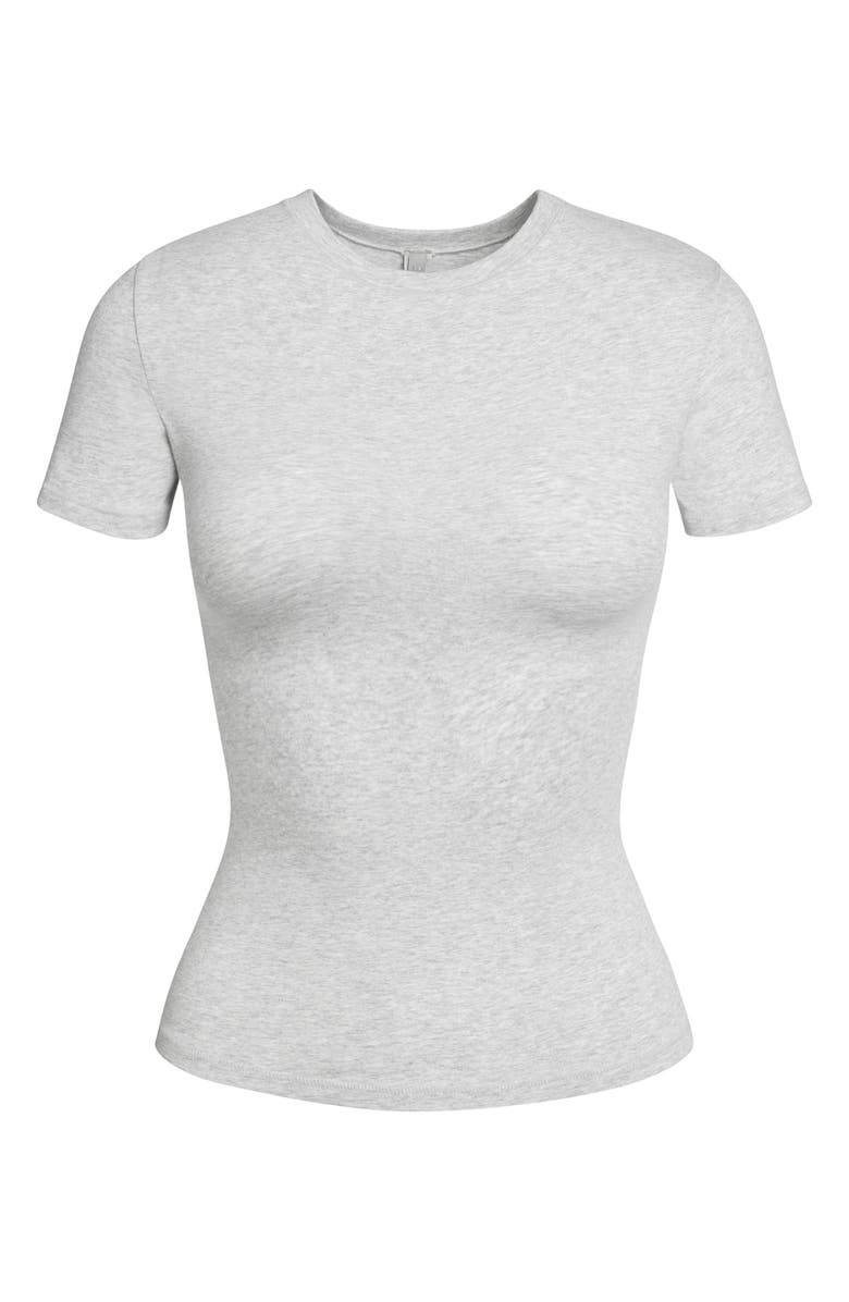 SKIMS Stretch Cotton Jersey T-Shirt, Main, color, Light Heather Grey