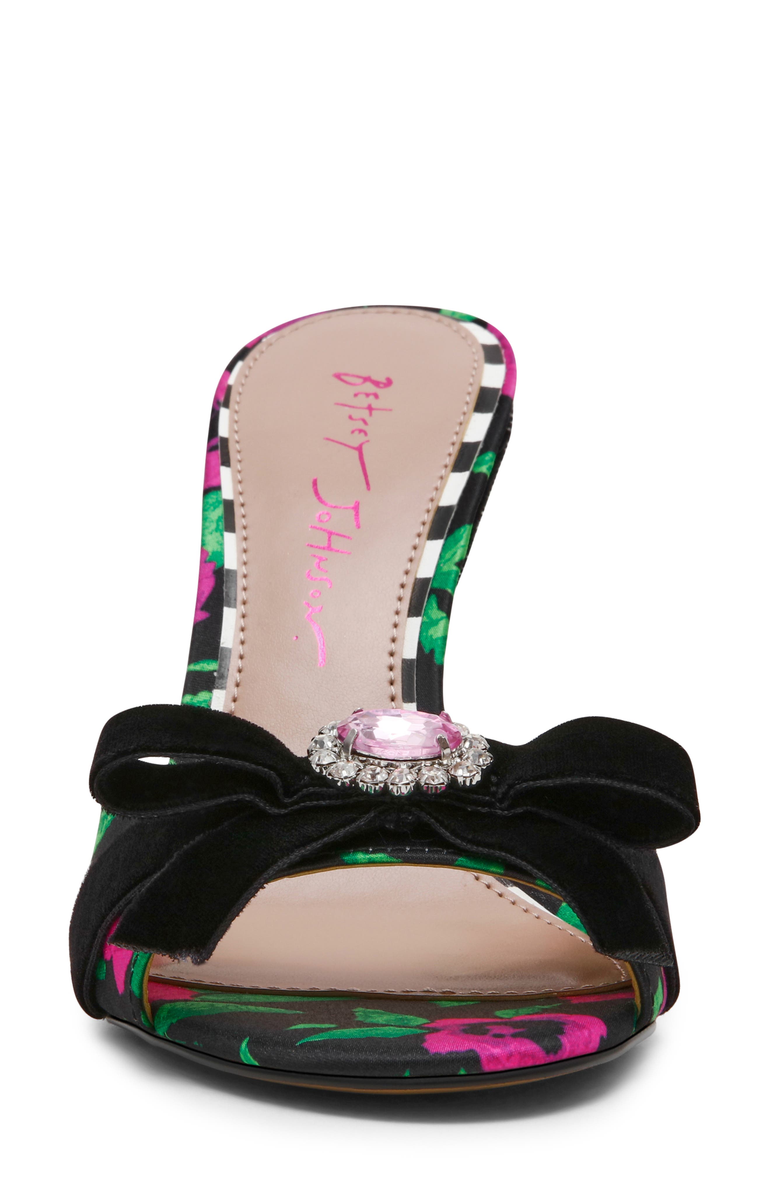 Honey Bow Slide Sandal, Alternate, color, PINK/ GREEN FLORAL