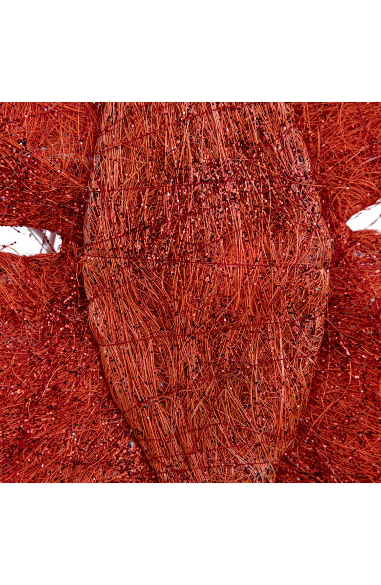 Northlight Lighted Sparkling Sisal Outdoor Christmas Double Bow - 23" - Red - Clear Lights, Alternate, color, 