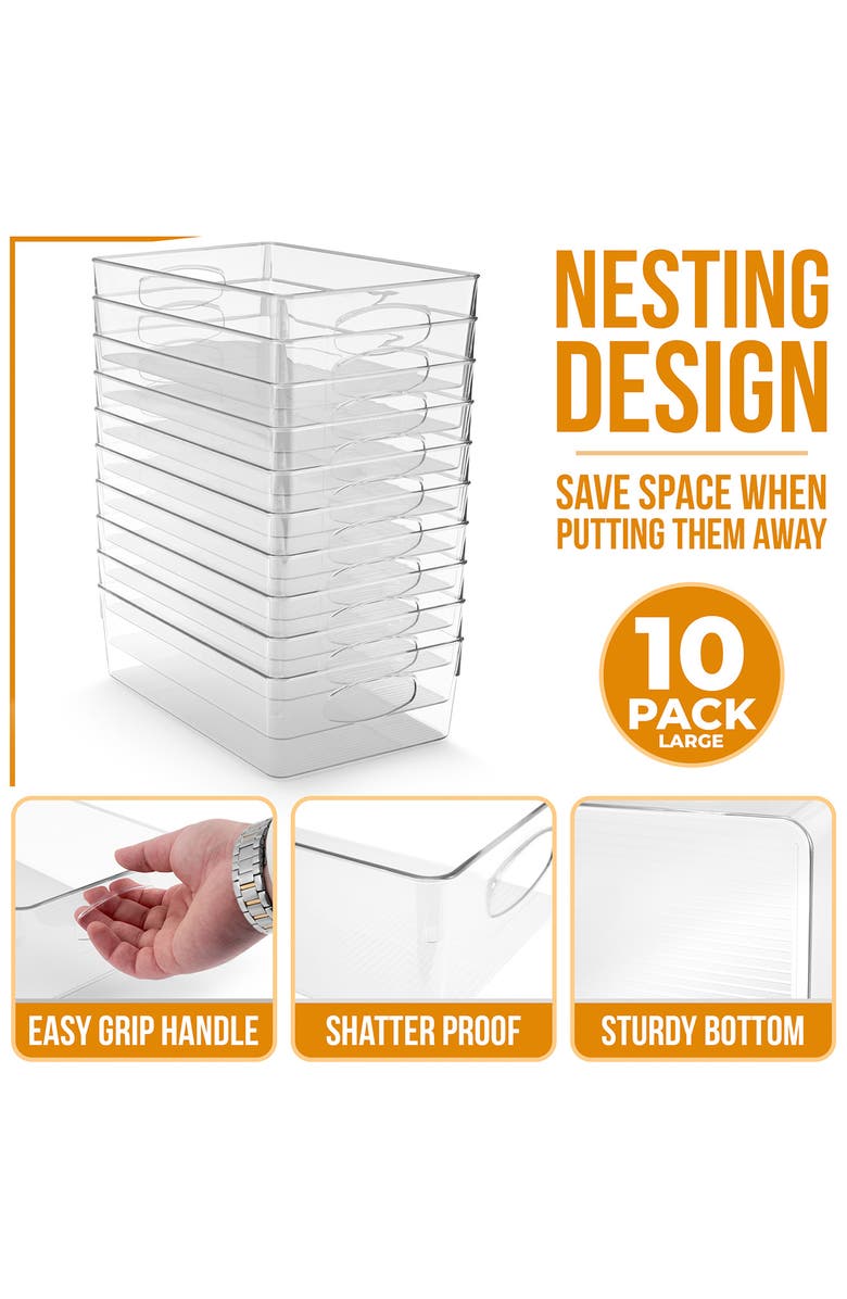 SORBUS 10-Pack Clear Storage Bins, Alternate, color, Clear