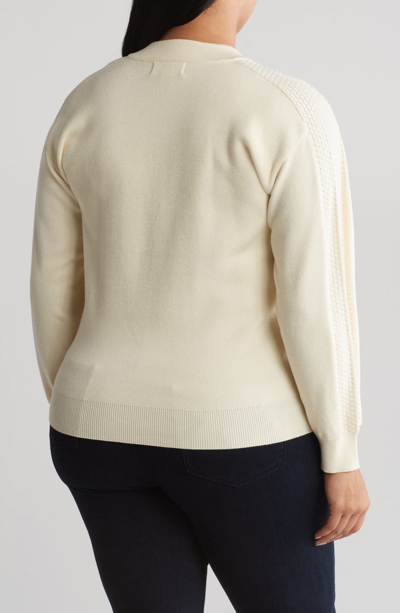 BY DESIGN Tom Crochet Zip Sweater, Alternate, color, Antique White