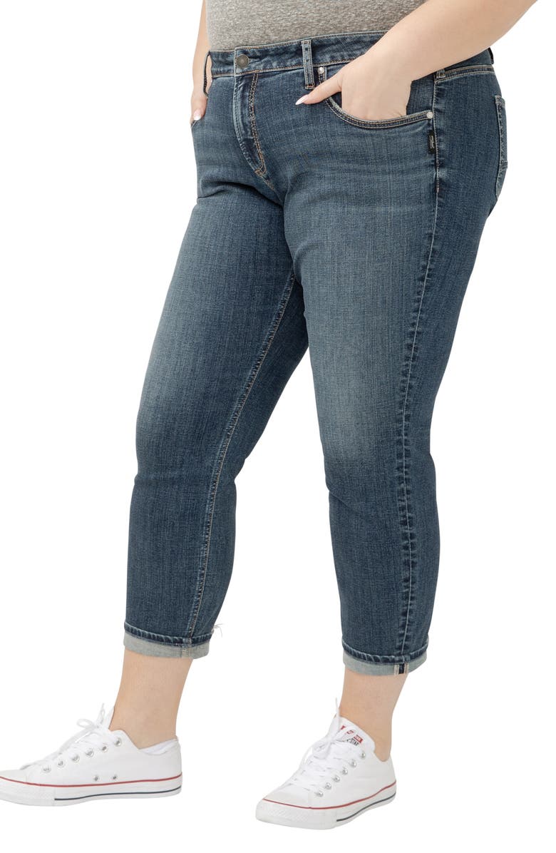 Silver Jeans Co. Curvy Mid Rise Ankle Boyfriend Jeans, Alternate, color, Treble