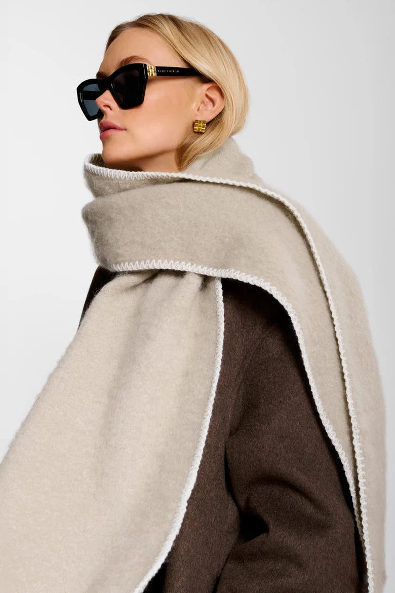 Whipstitch Scarf in Taupe, Alternate, color, Taupe