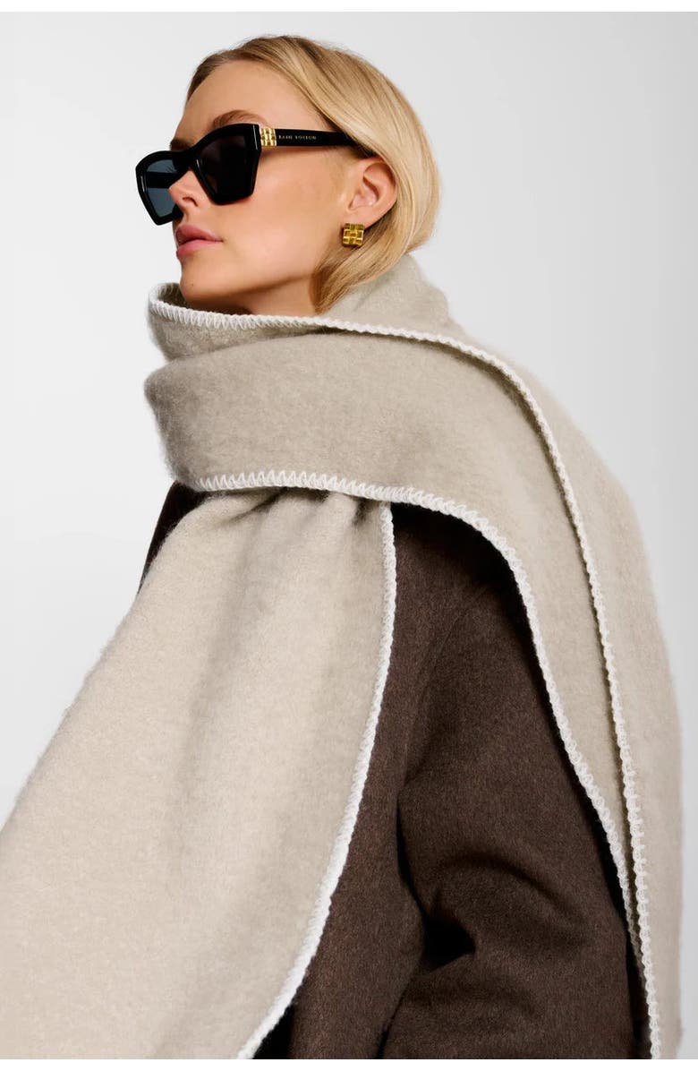 Katie Loxton Whipstitch Scarf in Taupe, Alternate, color, Taupe