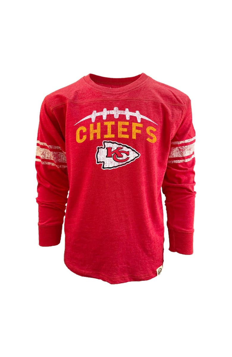 Wes & Willy Youth Wes & Willy Red Kansas City Chiefs Football Long Sleeve T-Shirt, Alternate, color,