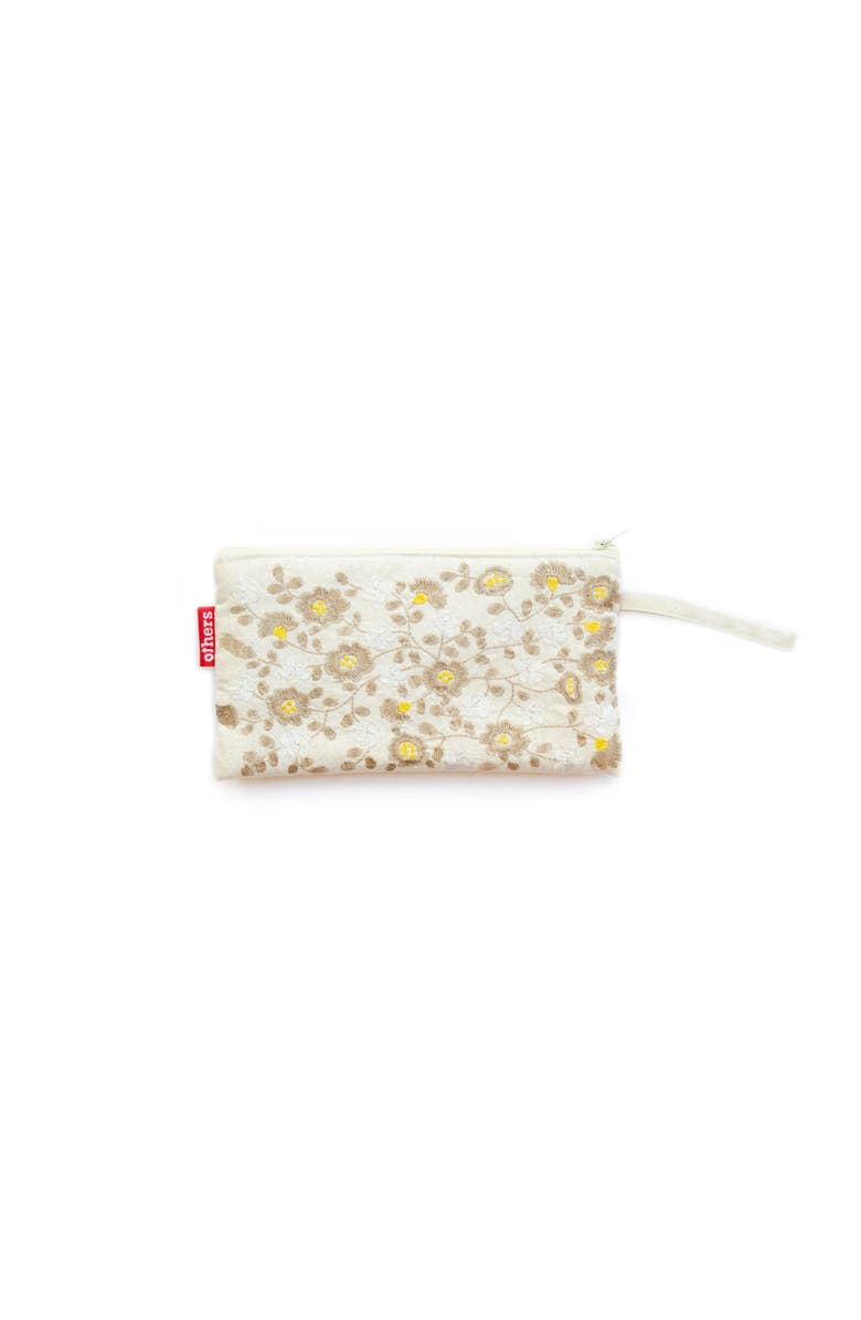 Others Trade for Hope Floral Travel Wristlet - Lily Qian, Main, color, White/Yellow
