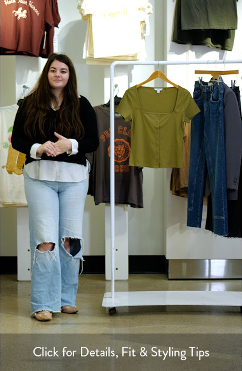 Rib Short Sleeve Button-Up Top, sales video thumbnail