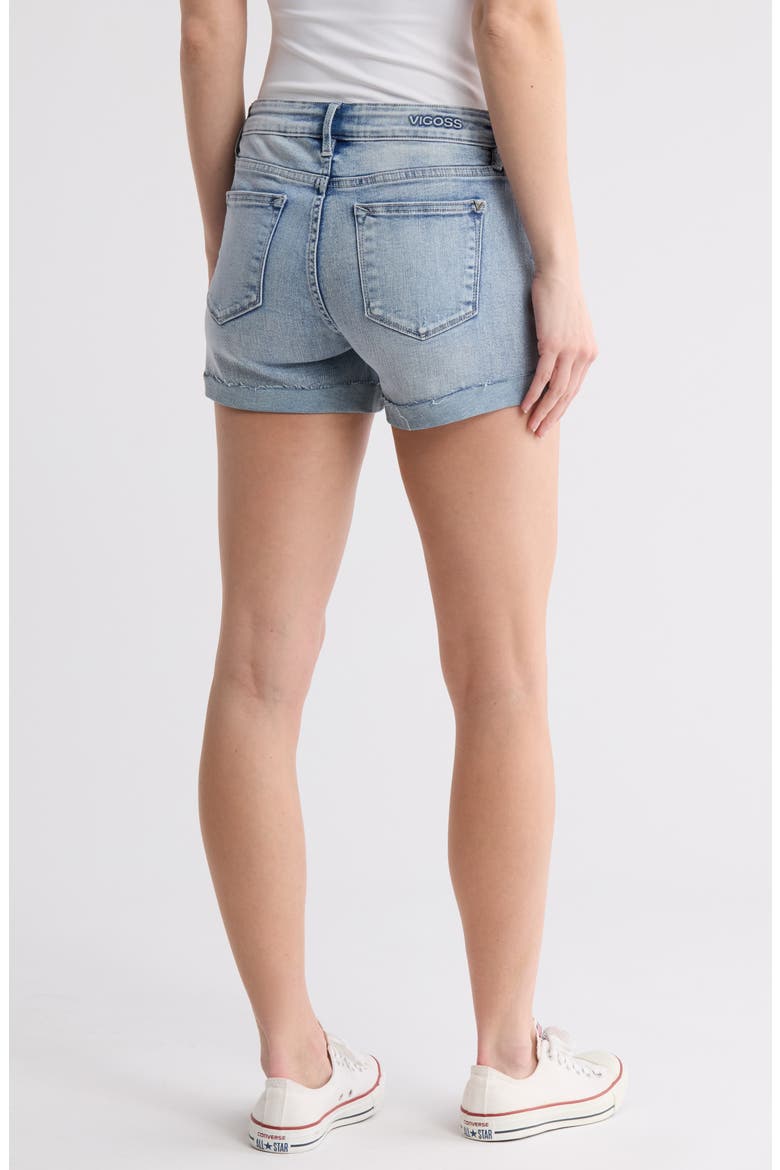 Marley Ripped Mid Rise Denim Shorts, Alternate, color, LIGHT WASH