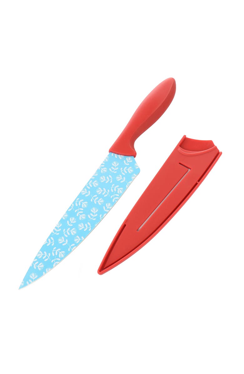 Gibson Home Village Vines 3 Piece Cutting Board and Knife Set, Alternate, color, Red