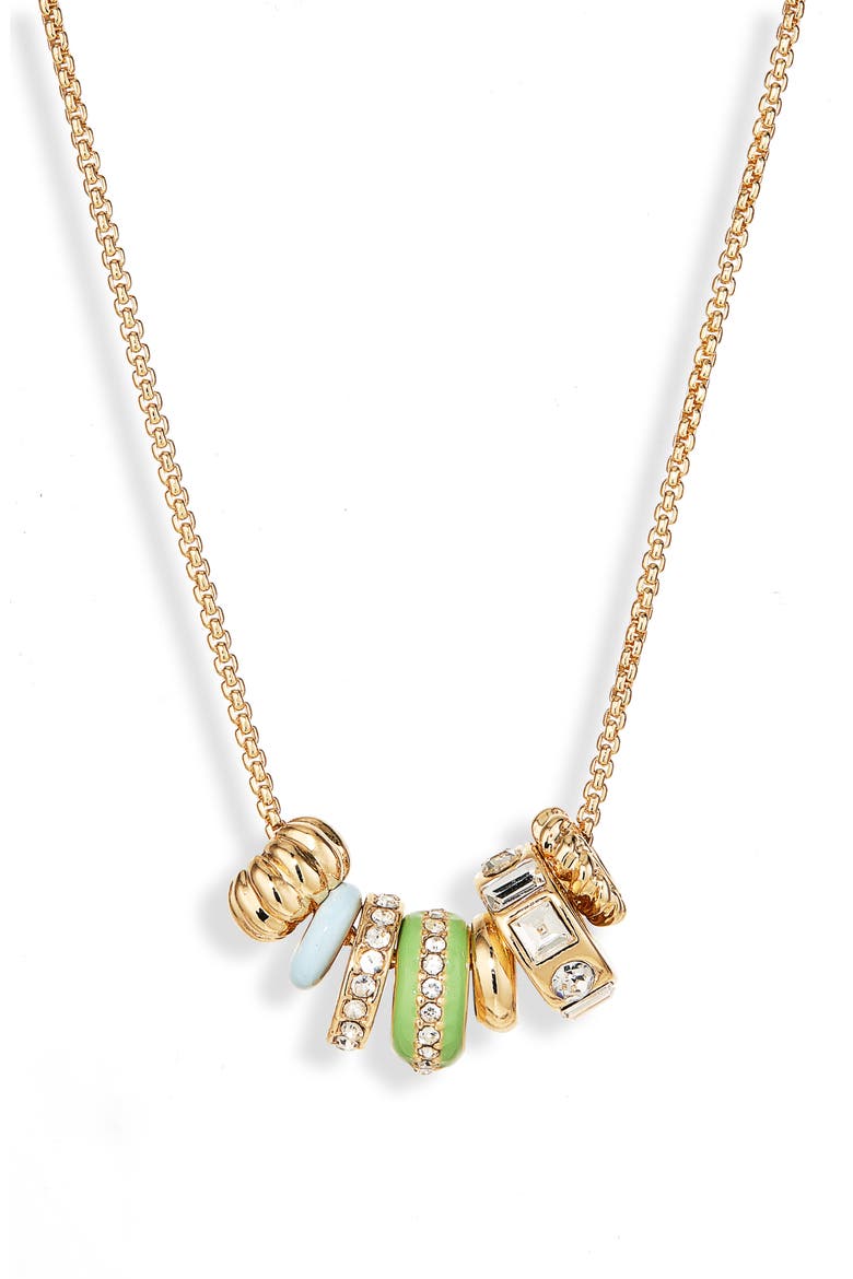 Stacked Enamel Charm Necklace, Main, color, BLUE- GREEN- GOLD