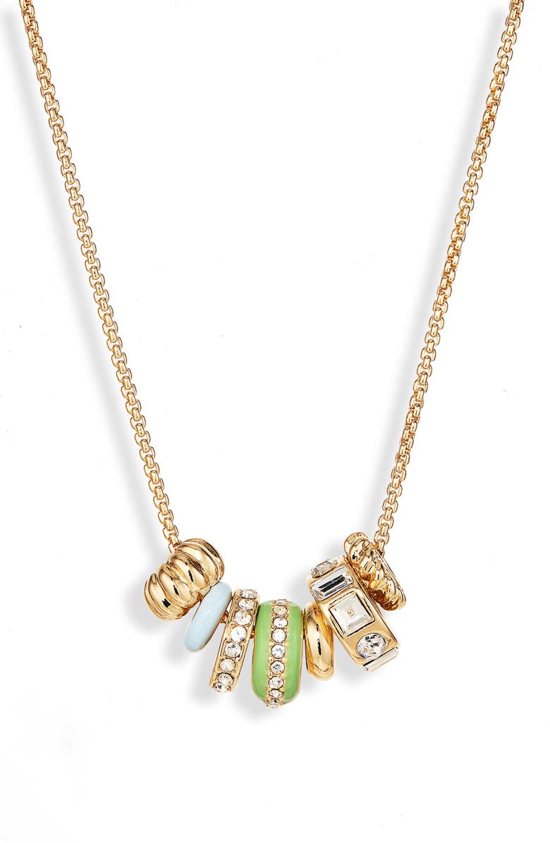 NORDSTROM RACK Stacked Enamel Charm Necklace, Main, color, Blue- Green- Gold