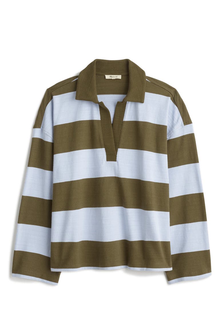 Stripe Long Sleeve Rugby Shirt, Main, color, FADED IVY