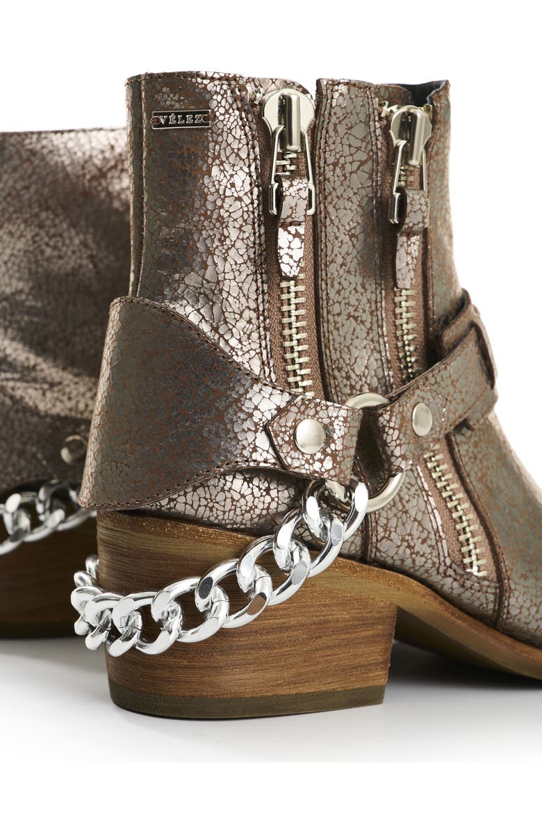 Velez Crackled Leather Ankle Boots, Alternate, color, Silver