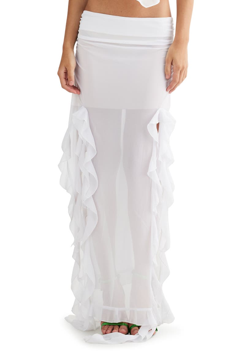 Rendezvous Ruffle Maxi Skirt, Main, color, PORCELAIN