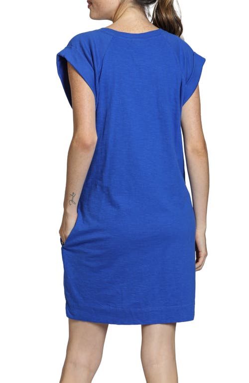 Apny Raglan Cap Sleeve Cotton Shift Dress In Dazzling Blue