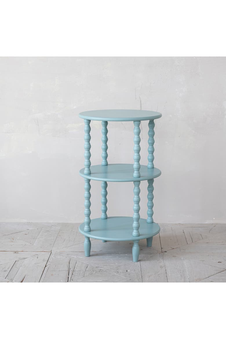 Wood Lacquered Table with 2 Shelves, Aqua, Alternate, color, Blue