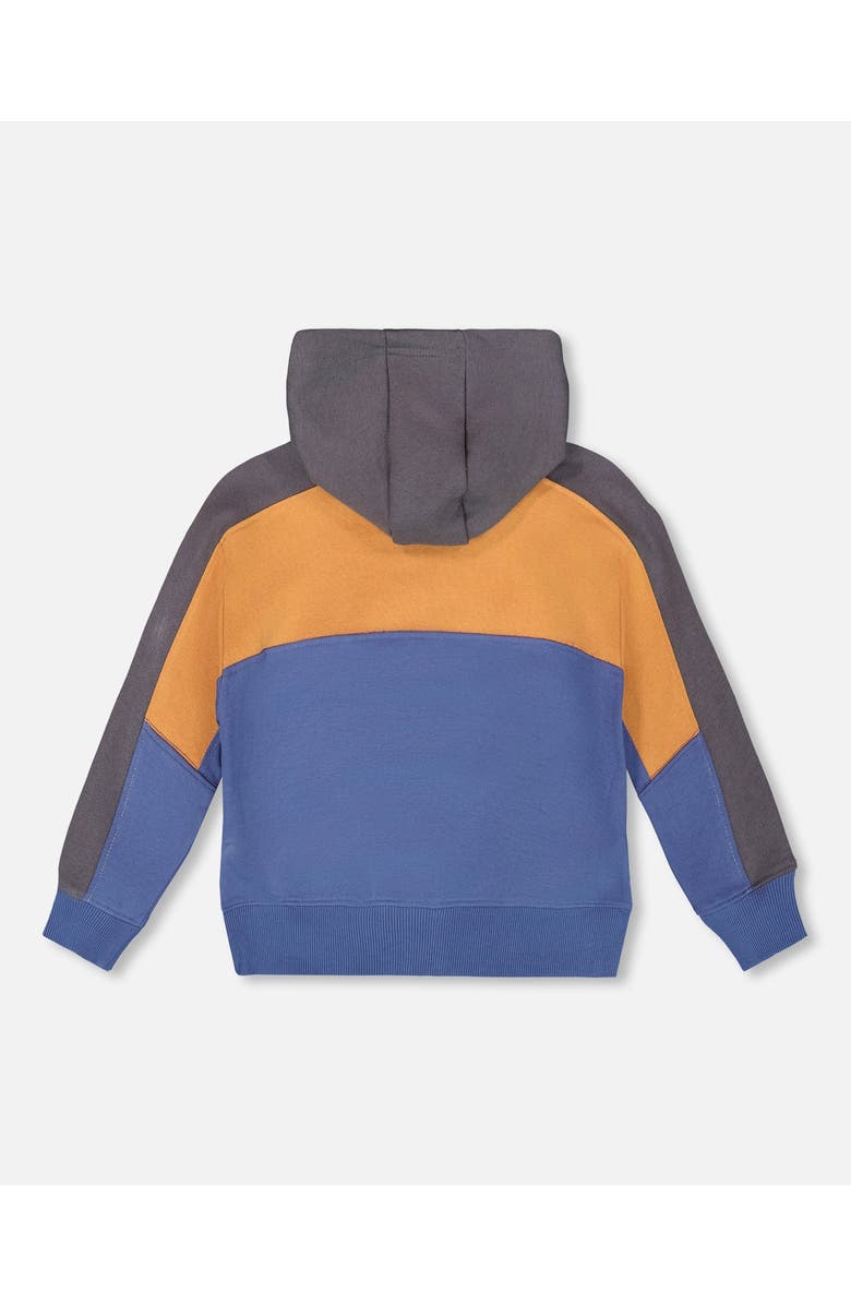 Deux par Deux Full Zip Fleece Color Block Sweatshirt, Alternate, color, Blue