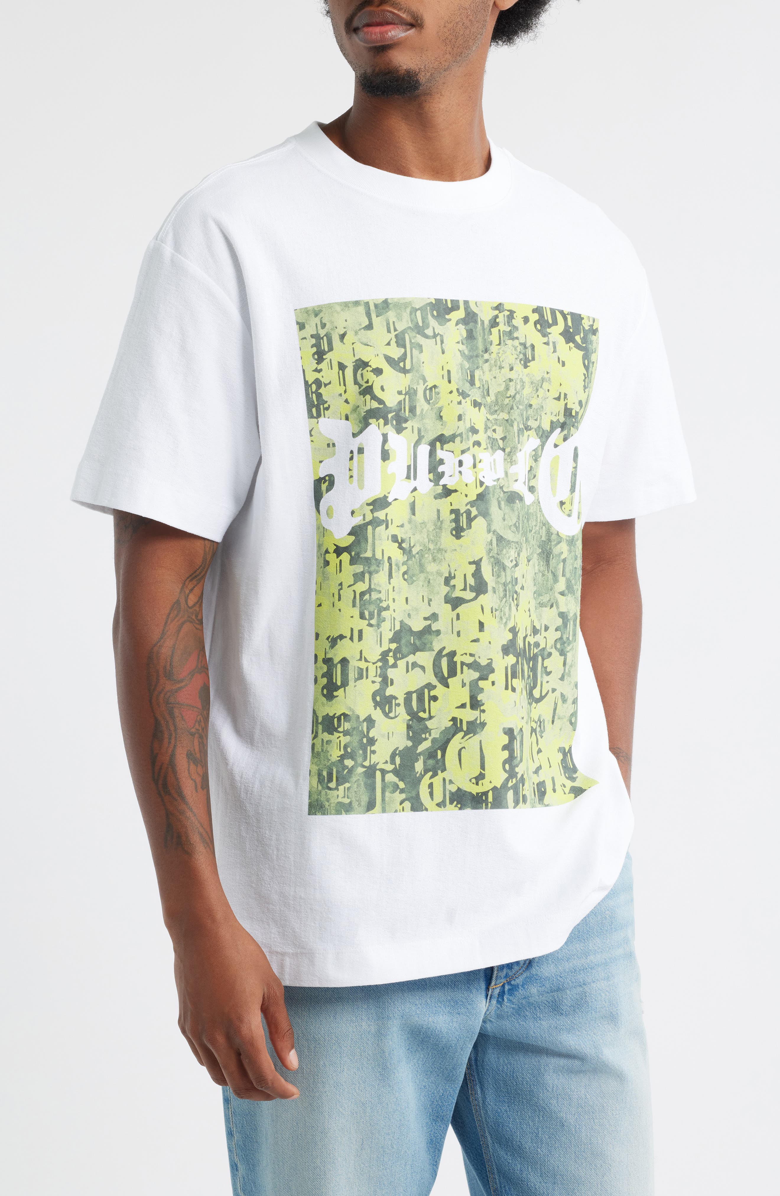 PURPLE BRAND Textured Cotton Jersey Graphic Muscle Tee