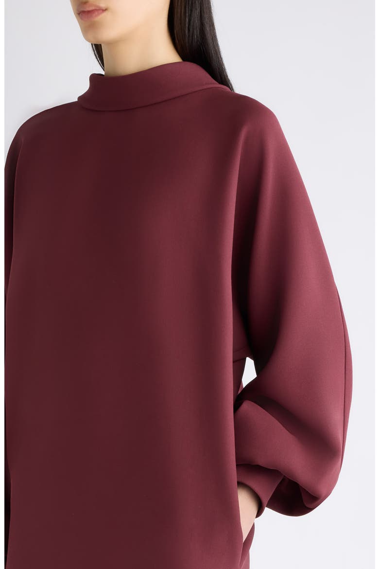 Stand Collar Balloon Sleeve Dress, Alternate, color, 6164 BURGUNDY