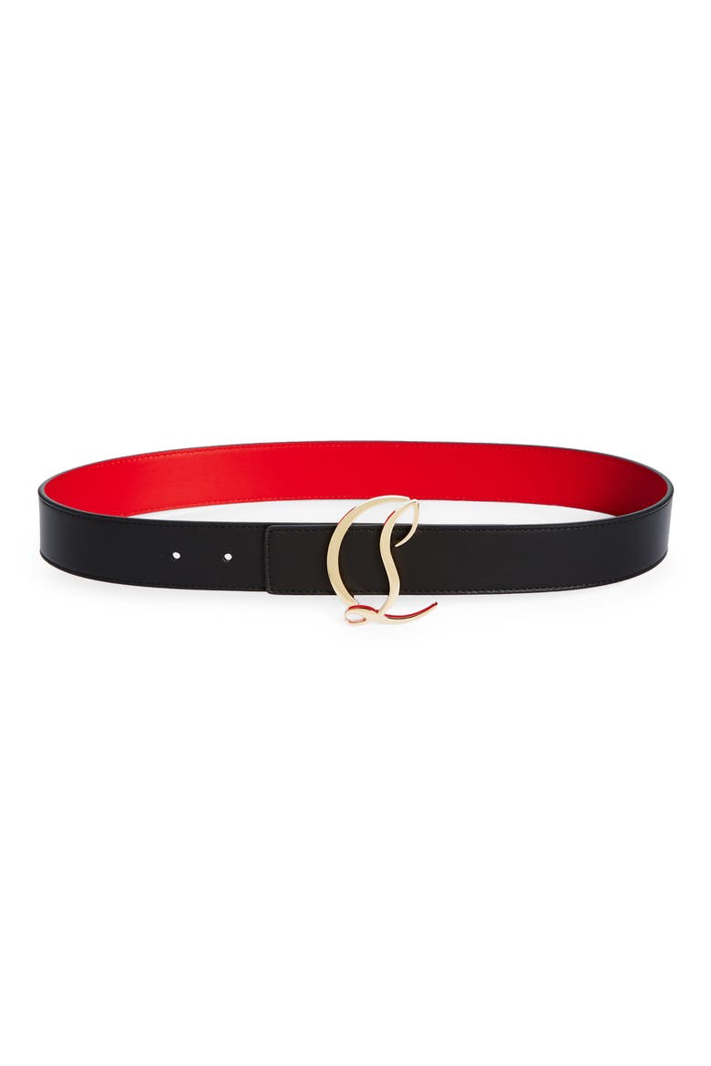 Logo Buckle Leather Belt, Main, color, CM6S BLACK/GOLD